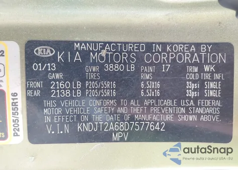 2013 Kia Soul + из США, поврежденный, VIN KNDJT2A68D7577642